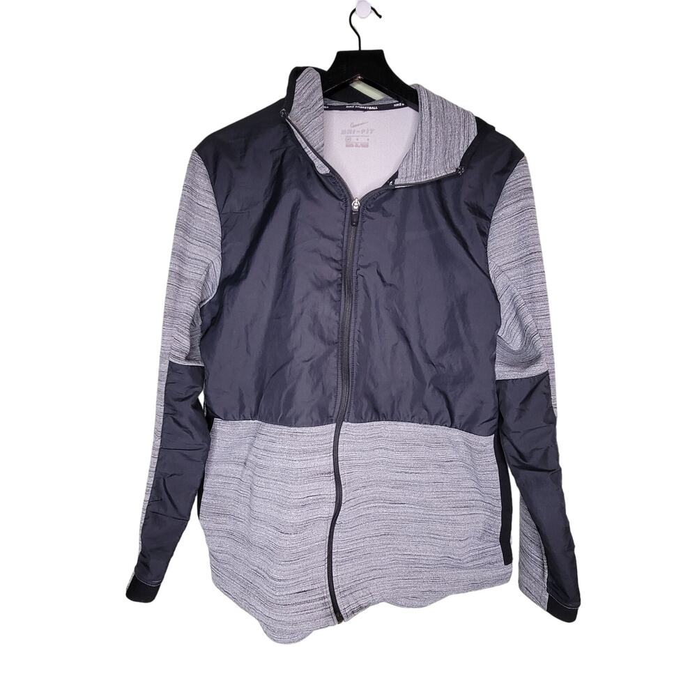 Nike Therma Dri Fit Winterized Jacket Hoodie Medium Gray Black Basketball Pocket